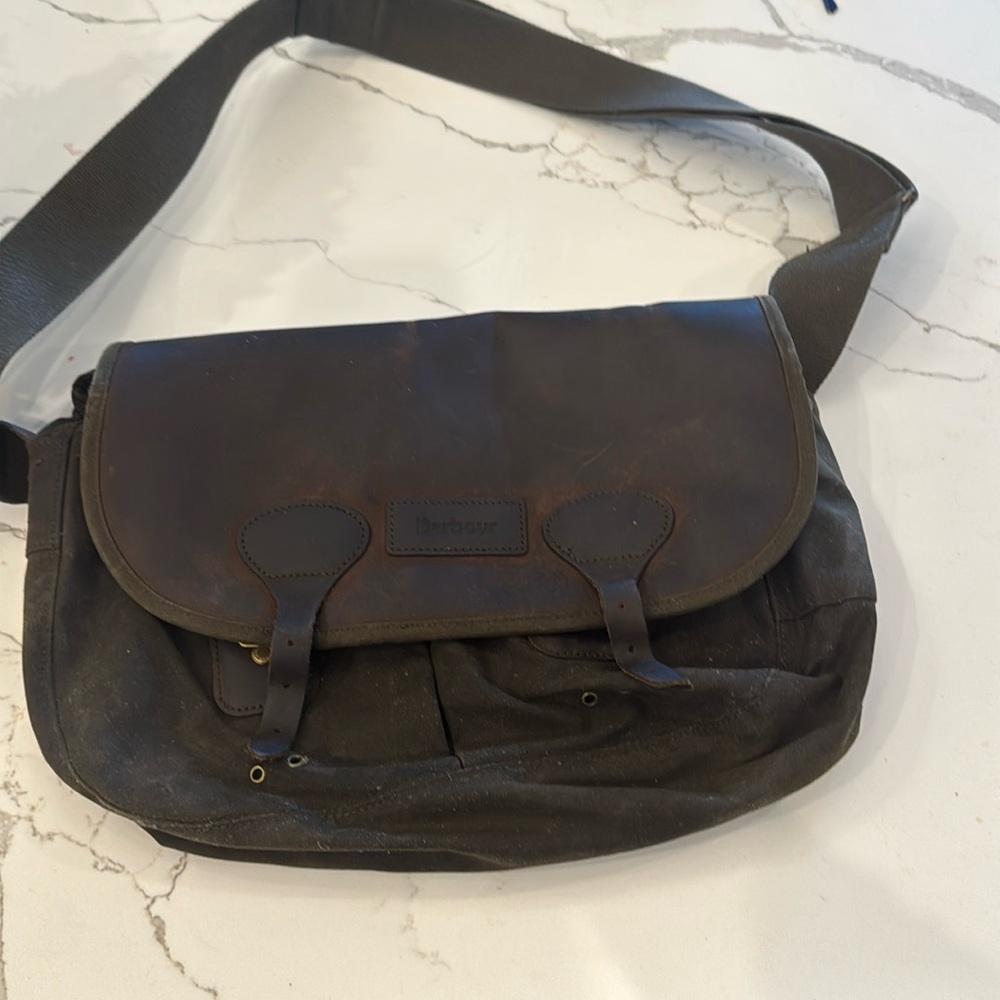 Barbour waxed messenger bag